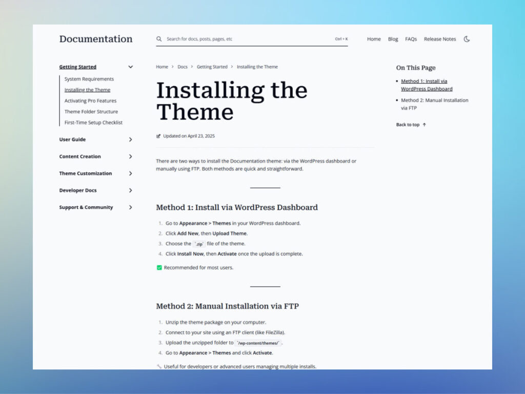 WP Documentation Homepage